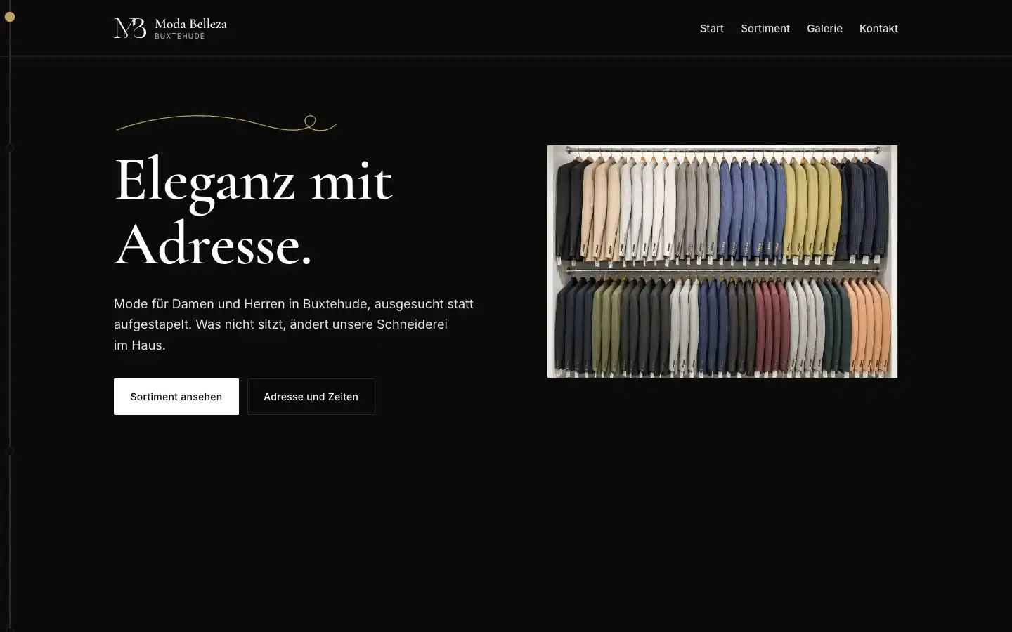 Startseite von moda-belleza.de im Browser