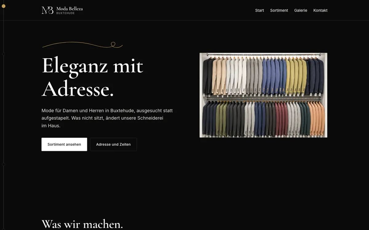 Webseite von Moda Belleza am Computer und am Handy